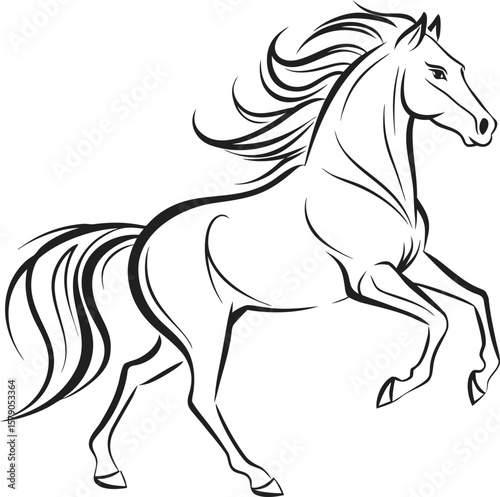 Running wild mustang horse silhouette vector illustration