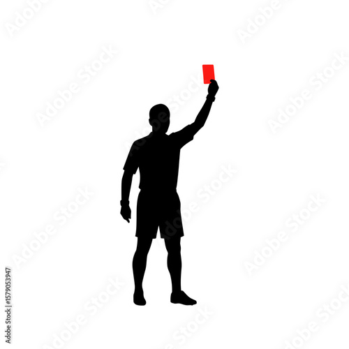 Referee Showing Red Card Silhouette