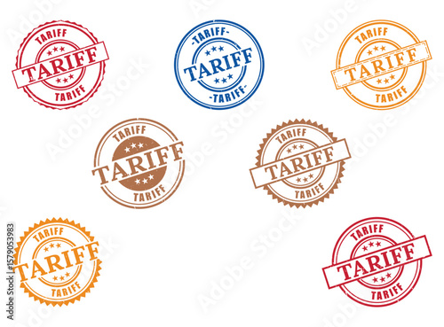 Diverse Tariff Grunge Rubber Stamp Collection, Tax Regulation Vector Set
