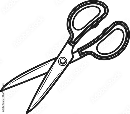 Sharp metal cutting tool: isolated steel scissors on a white background