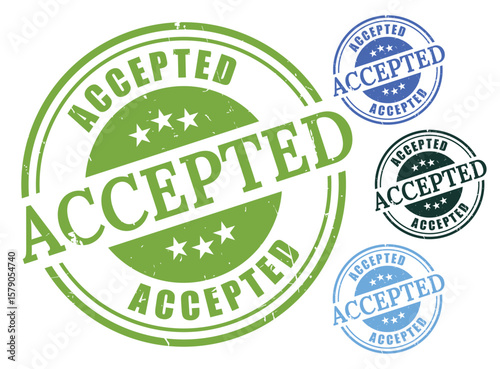 Approval Stamp Vector Set, Accepted Grunge Rubber Label Collection  