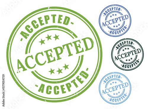 Approved Badge Pack, Grunge Rubber Accepted Stamp Icons  
