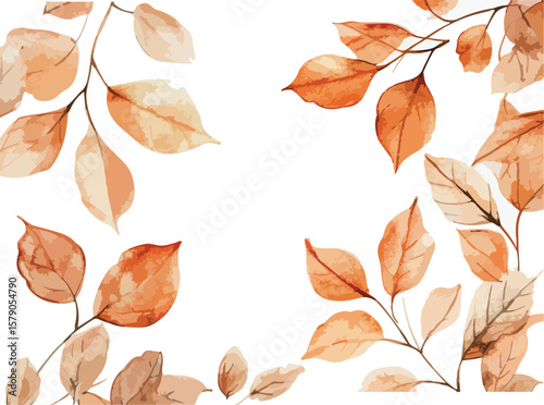 Watercolor Autumn Leaves Frame Border Design