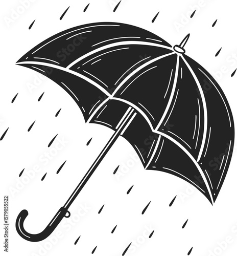 Colorful umbrella vector illustration protecting from rain and water drops, a perfect symbol for autumn weather