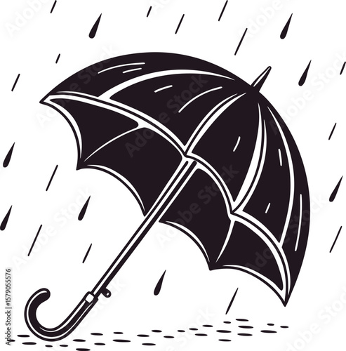 Colorful cartoon umbrella protecting from autumn rain, a perfect weather icon vector illustration