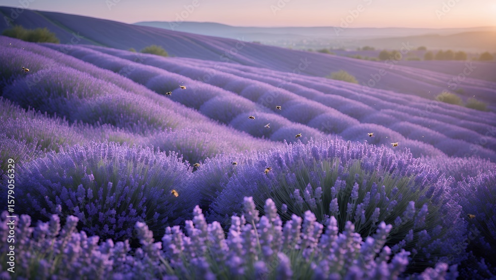 Obraz premium Lavender field at sunset in Provence France