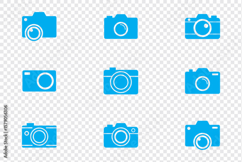 Camera icon set camera photo snapshot capture photograph shutter flash digital app modern minimalist symbol outline vector graphic icon flat style.