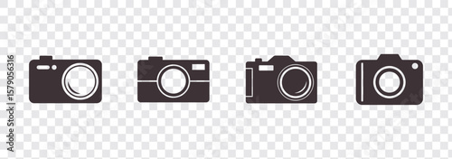 Camera icon set camera photo snapshot capture photograph shutter flash digital app modern minimalist symbol outline vector graphic icon flat style.
