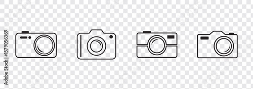 Camera icon set camera photo snapshot capture photograph shutter flash digital app modern minimalist symbol outline vector graphic icon flat style.