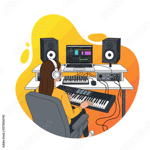 The creative process of songwriting, a conceptual music illustration.