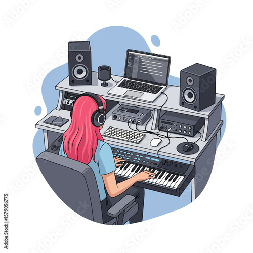 The creative process of songwriting, a conceptual music illustration.