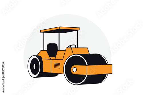 Road roller isometric composition Royalty  isolated on white 
