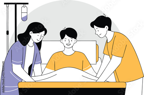 Family Visiting Hospital Visit Vector Art, Icons, and Graphics