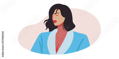 Transparent background: Stylish woman in blue robe with confident pose, ideal for beauty, fashion, and self-care themes.

