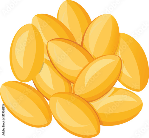 Artisan Bread Design Graphics Pile of Golden Flax Seeds, Healthy Nutrition, Omega-3 Rich Food, Dietary Supplement, Vegan, Vegetarian, Natural,...