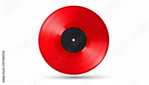 Bright Red Vinyl Record on White Background – Vector Illustration