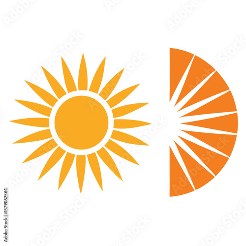 Stylized sun icons bright orange vector