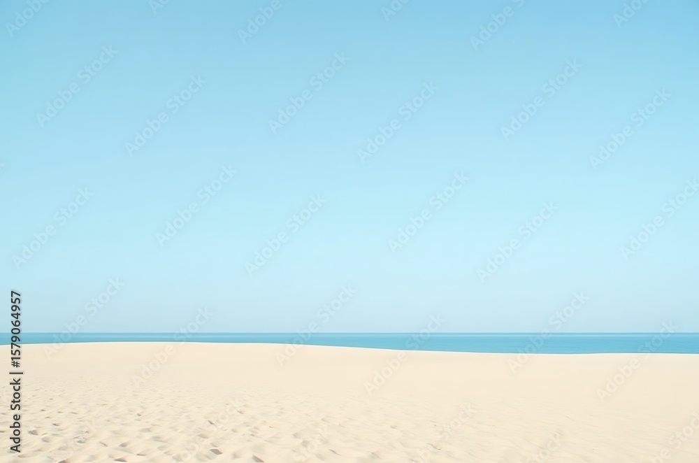Fototapeta premium Serene Sunny Coastal Scenery Peaceful Light Blue Horizon ai generated