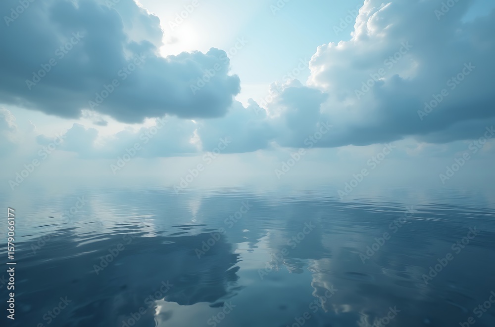 Fototapeta premium Serene Ocean Surface Reflection Sky and Water Serenity ai generated