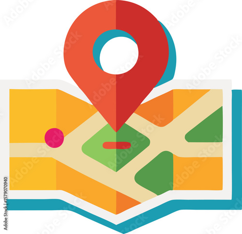 This collection of images depicts illustrations related to GPS and mapping, featuring location pins, global maps, and navigation element