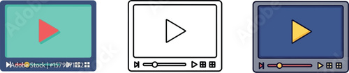 Video player icon set for media playback and streaming service interface design and user experience ui editable