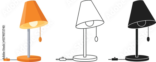 Table lamp illustration set desk lamp bedside lamp lighting fixture home decor vector graphics design editable