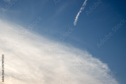 Cloudscpe in white-blue with trail, Greece