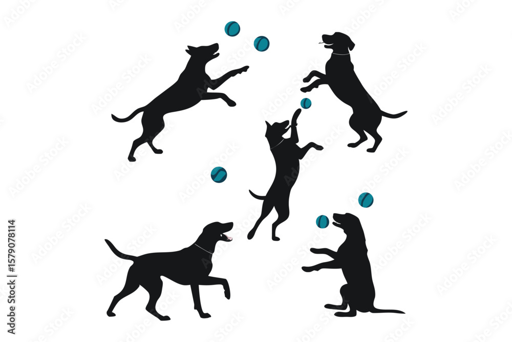 Naklejka premium Happy Dog Silhouette Pose