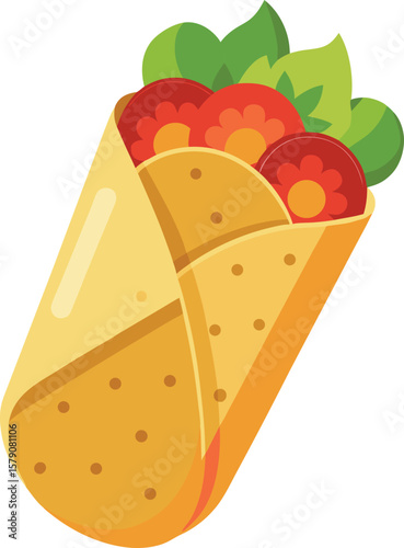 Seafood Platter Design Graphics Delicious and Fresh Burrito with Vegetables and Meat, Perfect for a Quick Lunch or Dinner