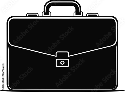 Black silhouette of a briefcase isolated on transparent background silhouette