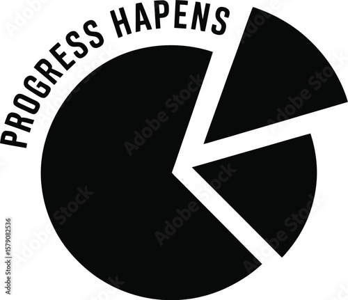 Progress happens pie chart silhouette isolated on transparent background
