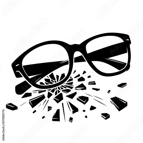 Broken eyeglasses silhouette on ground — Symbol of school bullying and violence