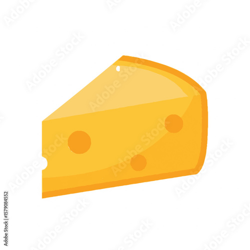 A single, triangular slice of yellow cheese with small holes, isolated on a white background.