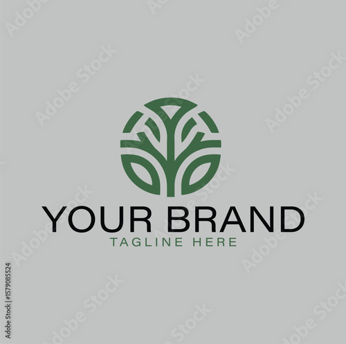 Elegant logo design featuring a stylized tree graphic.