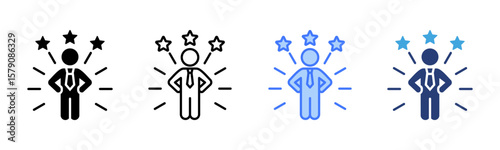 Self Confidence icon sheet multiple style collection