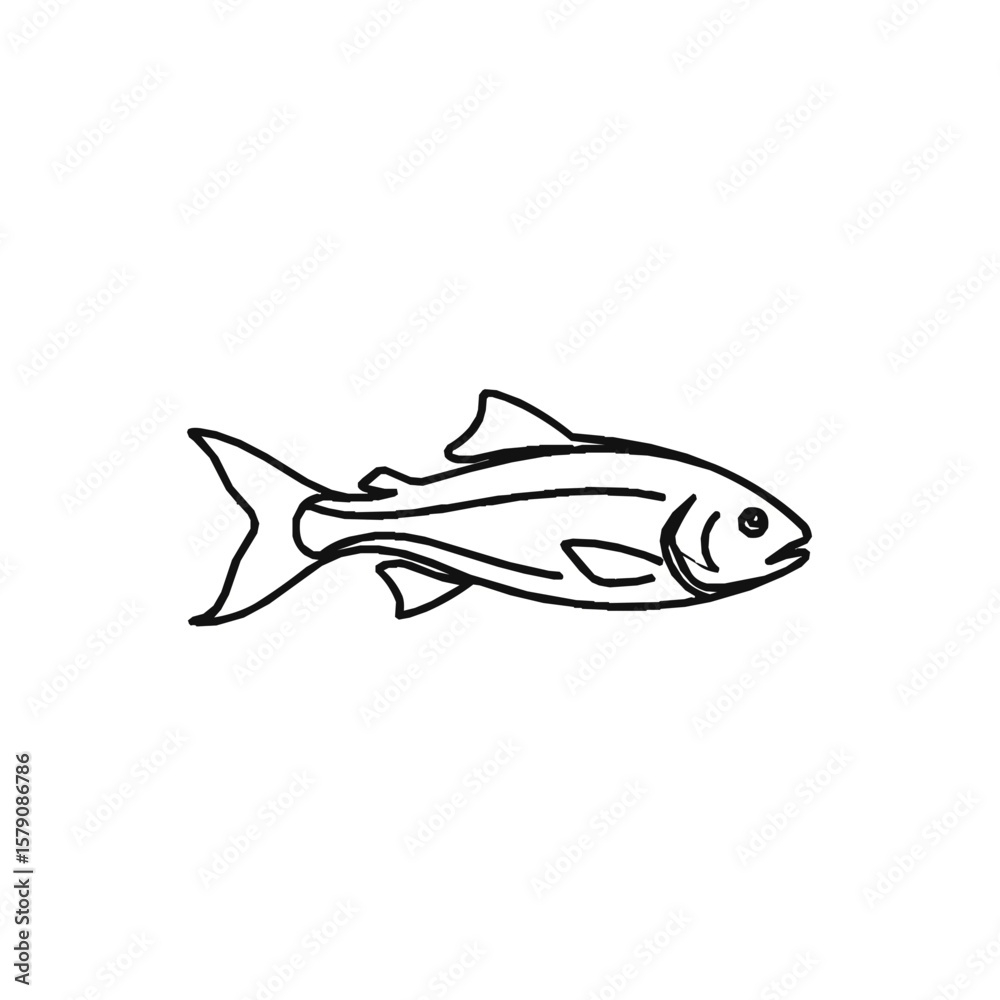 Fototapeta premium Line drawing of a single fish, simple design, aquatic animal illustration.