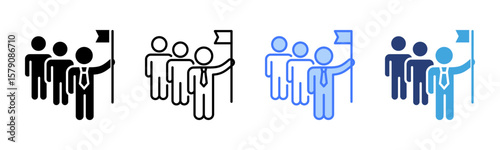 Leadership icon sheet multiple style collection