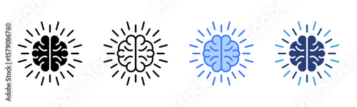 Brain icon sheet multiple style collection