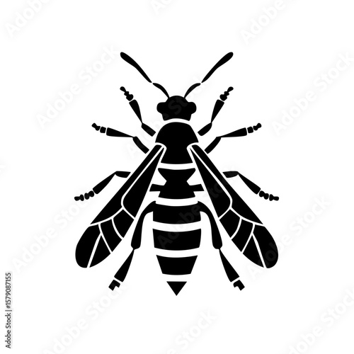 Wasp Black Glyph Icon (Color Changes Available in SVG)
