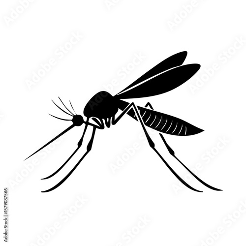 Mosquito Black Glyph Icon (Color Changes Available in SVG)