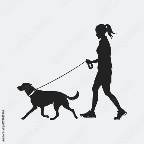 silhouette of a girl and his dog