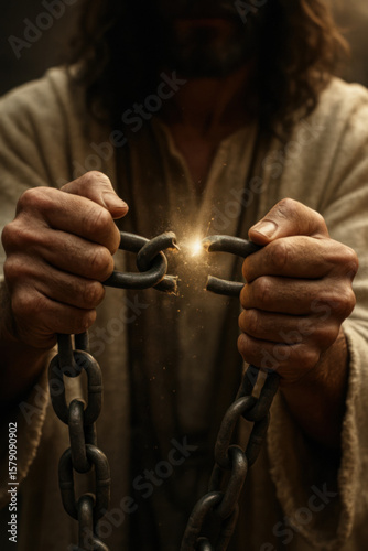 Jesus Breaking Chains to Set the Captives Free