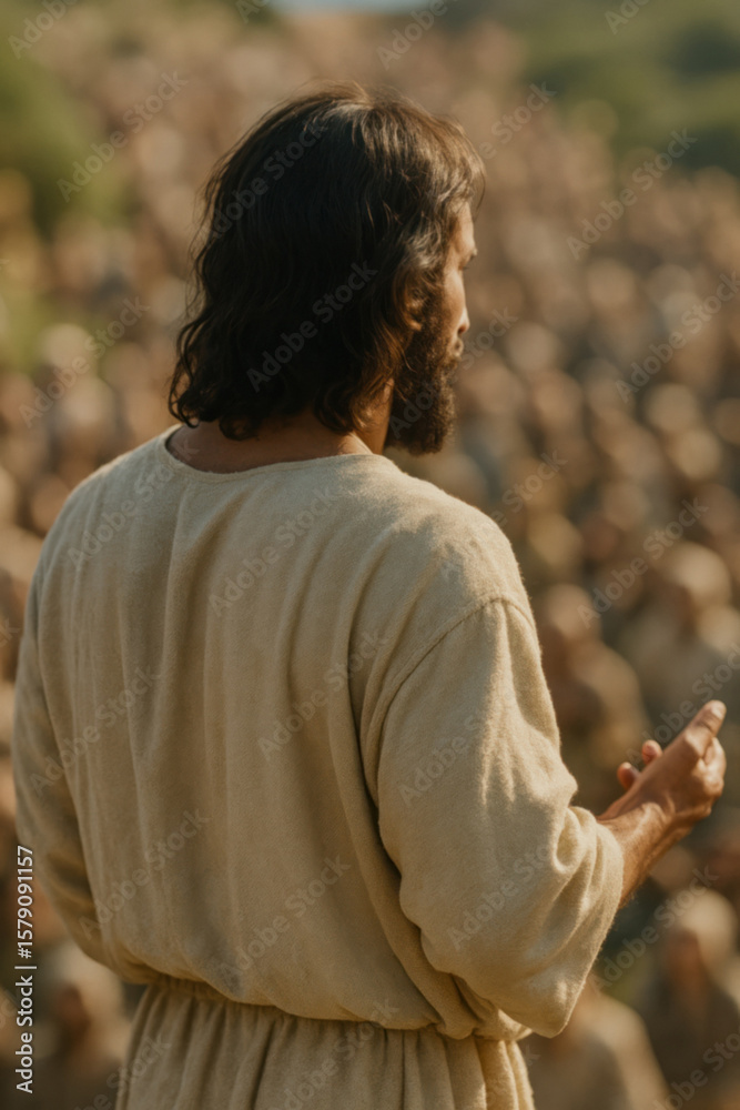 Fototapeta premium Jesus Teaching the Multitude on a Hillside