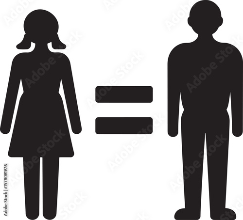 Female male equality symbol black silhouette