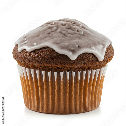 Delicious Cupcake with Vanilla Frosting, Isolated on White Background in 8K Resolution.