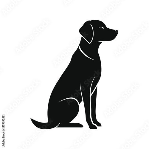 Graphic silhouette of a labrador retriever dog in a dynamic pose