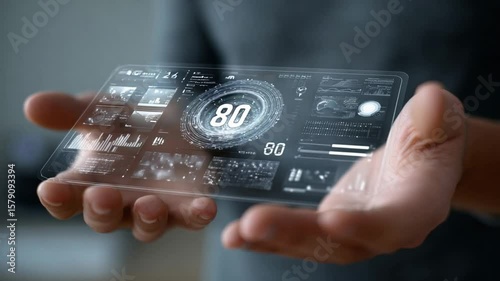 Wallpaper Mural Futuristic Technology: Holographic Interface Displaying Data Torontodigital.ca