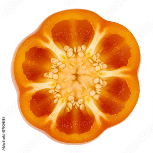 Colorful Sliced Bell Peppers Isolated on White, High Detail Food Photography.