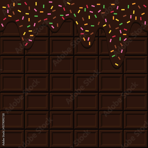 とろけるチョコレートと板チョコの背景