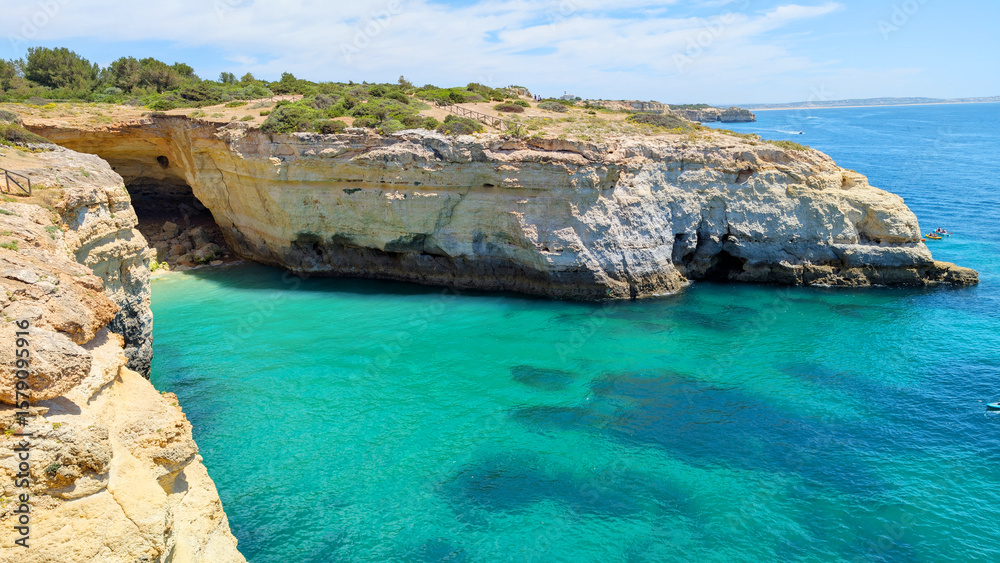 Fototapeta premium Algarve Landscape, Portugal. View of the Atlantic Ocean Coastline.